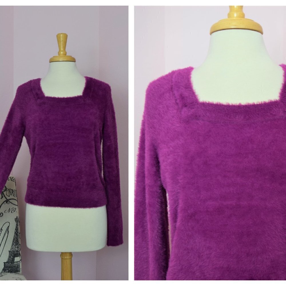 SPLENDID Women's Sweater Eyelash Fuzzy Sweater Pullover Soft  Pink Nebula M